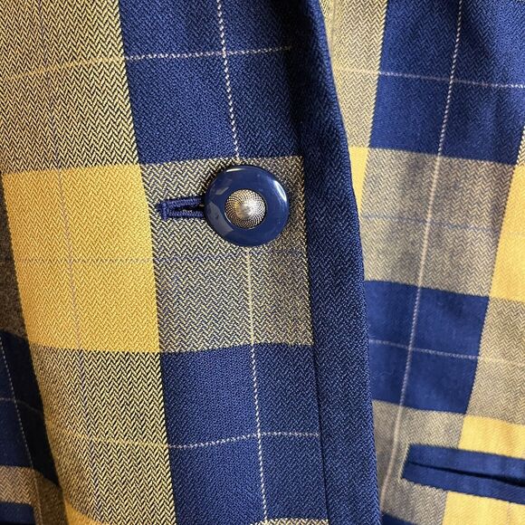 Le Suit Vintage Blue Yellow Oversize Blazer Jacket Pocket Square 23x27 - Picture 3 of 7